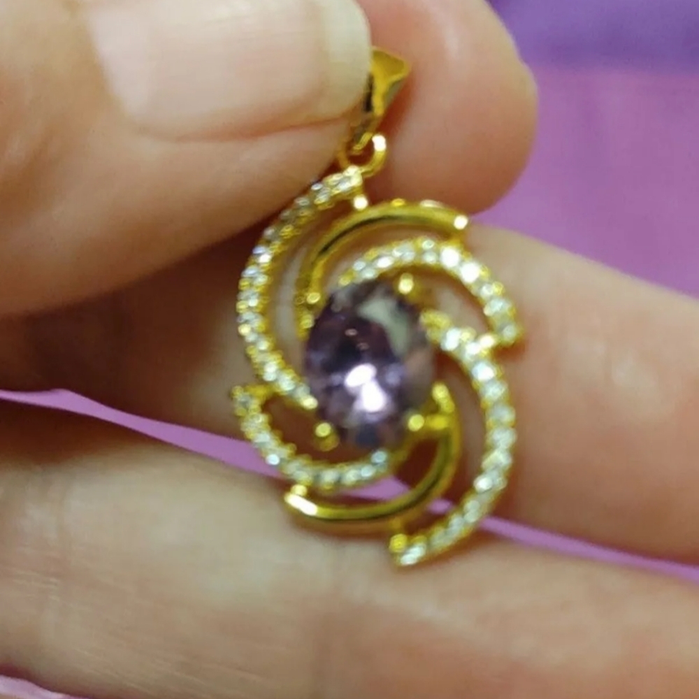 New amethyst cz 18kt gold filled pendant - Picture 4 of 9